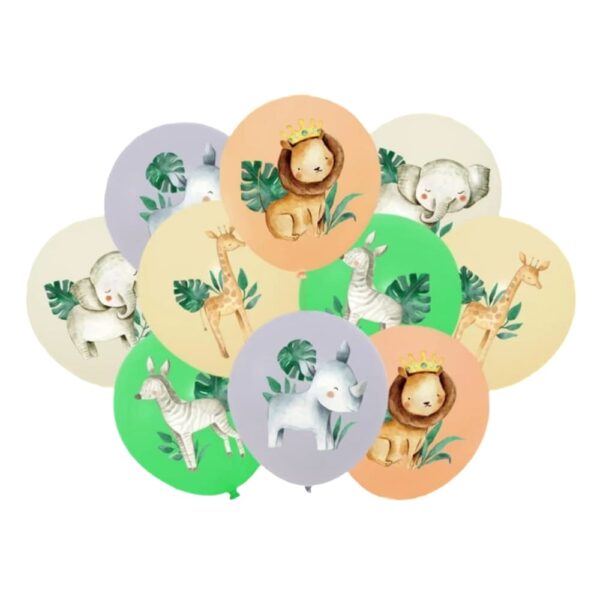 Safari Animals Latex Balloons 10 Piece