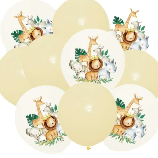Safari Animals Themed Latex Baloons 10 Piece