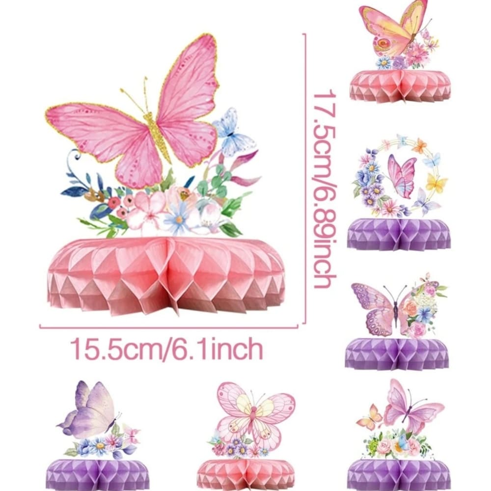 Butterfly Honeycomb Party Decorations-7 Piece 1 Butterfly Pink And Purple Honeycomb Decorations