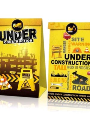 Construction Candy Favor Bags With Stickers 12 Piece