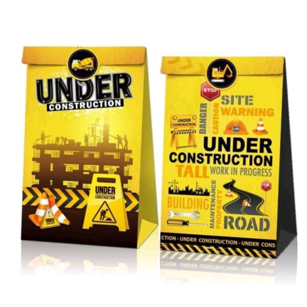 Construction Candy Favor Bags With Stickers 12 Piece