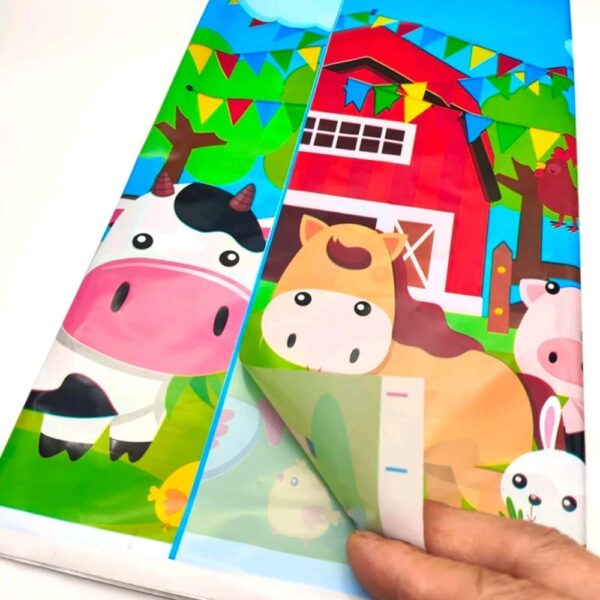 Farm Animal Table Cloth Blue