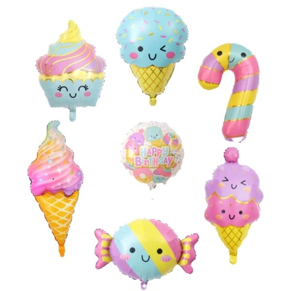 Ice Cream And Candy Foil Balloons 7 Piece