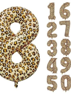 Leopard Numbers Foil Balloon. Numbers 0 9