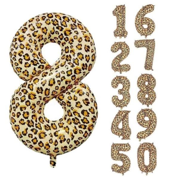 Leopard Numbers Foil Balloon. Numbers 0 9