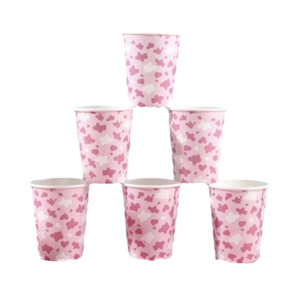 Pink Cow Print Party Paper Cups