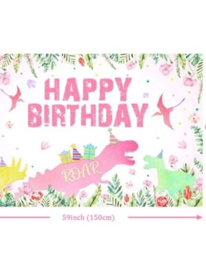 Pink Dinosaur Party Back Drop