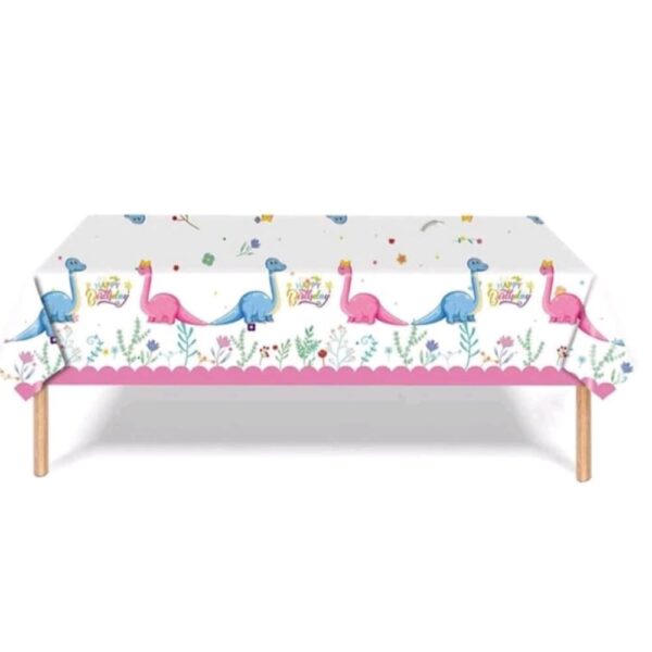 Pink Dinosaur Themed Tablecloth