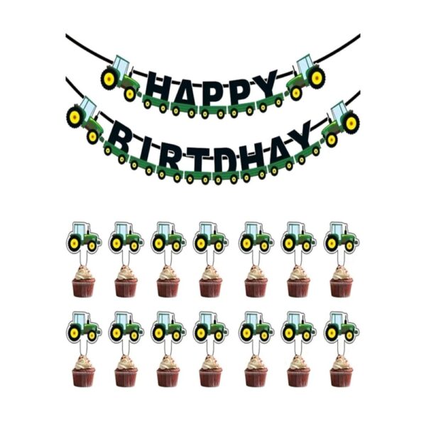 Tractor Bunting and Cupcake Toppers