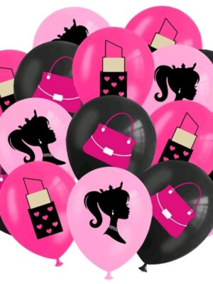 Barbie Silhoutte Themed Latex Balloons 9 Piece