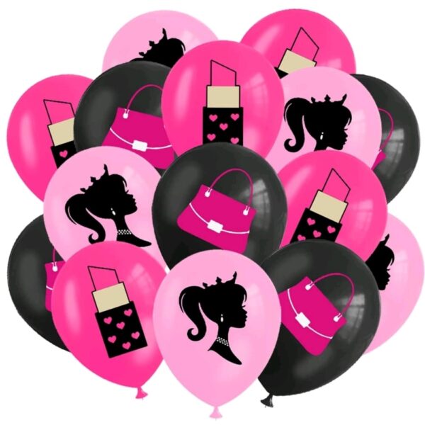 Barbie Silhoutte Themed Latex Balloons 9 Piece