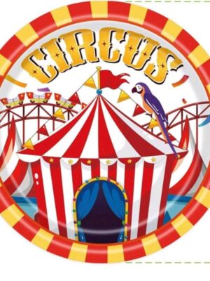 Circus Themed Paper Plates 8 Piece Large