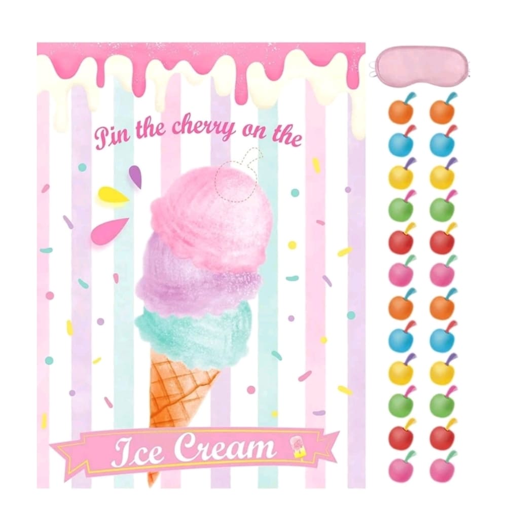 Ice Cream Pin The Cherry Party Game - Pretty Party Shop