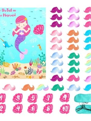 Mermaid Party Game Pin The Tail