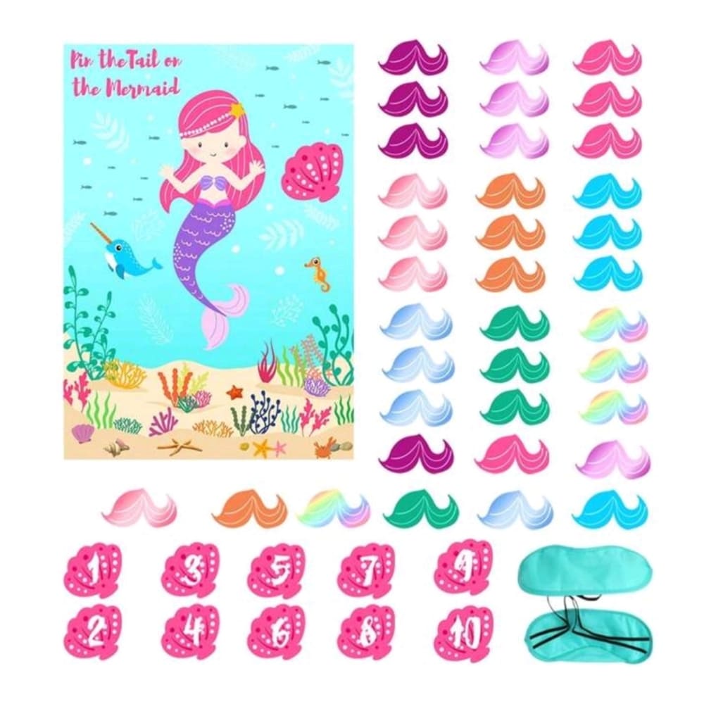Pin The Tail On The Mermaid- Party Game 1 Mermaid Party Game Pin The Tail