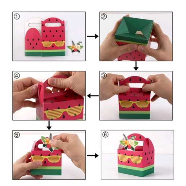 Watermelon Party Favor Boxes Assemble Method