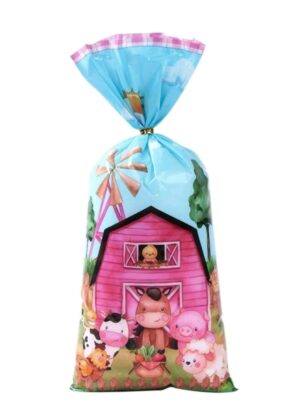 Farm Animal Favor Bags 10 Piece Pink