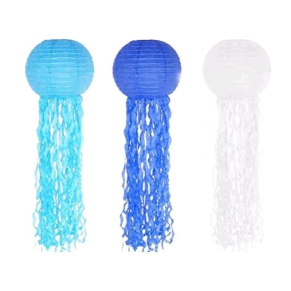 Jellyfish Paper Lanterns Royal Blue, Blue and White