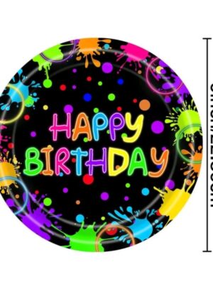 Neon Party Paper Plates 23 Inch