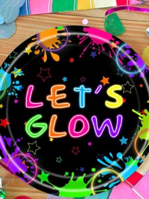 Neon Themed Paper Paper Plates 8 Piece