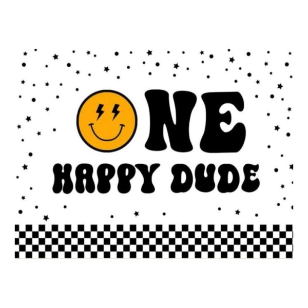One Happy Birthday Dude Back Drop Banner