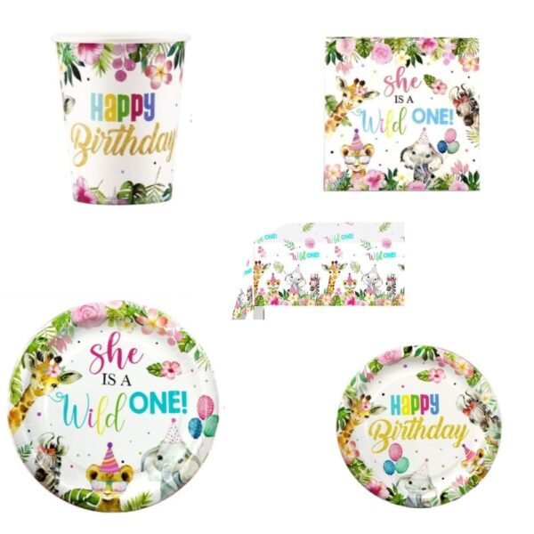 She is a wild one disposable table ware set