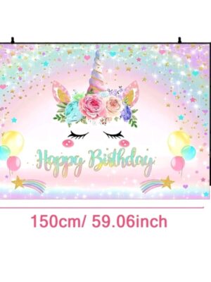 Unicorn Happy Birthday Backdrop