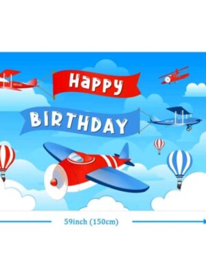 Airplane Happy Birthday Backdrop