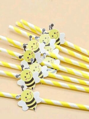 Bee Themed Paper Straws 10 Piece