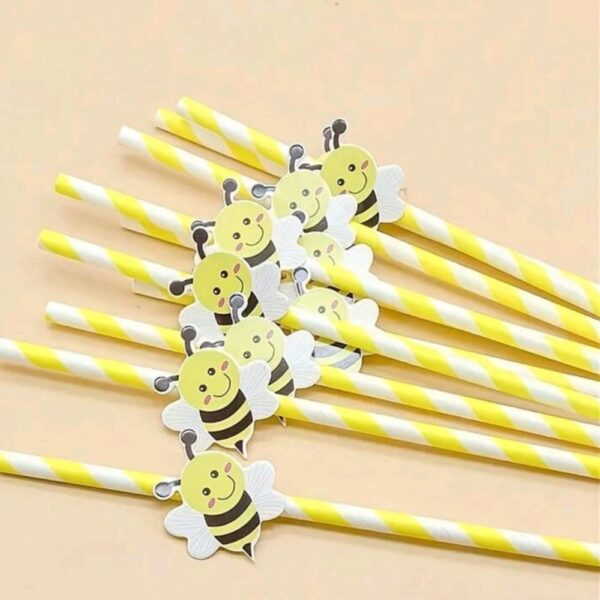 Bee Themed Paper Straws 10 Piece