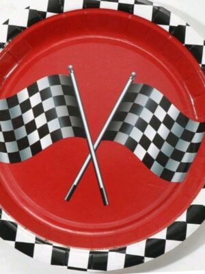 Black And Red Racing Themed Paper Plates 8 Piece