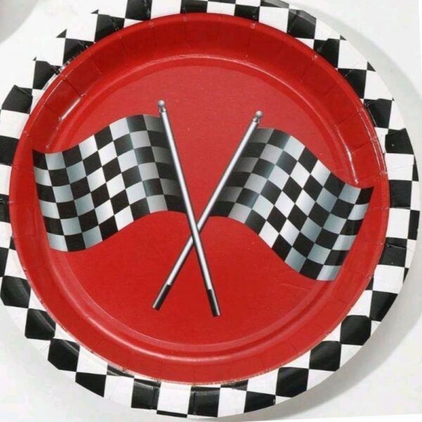 Black And Red Racing Themed Paper Plates 8 Piece
