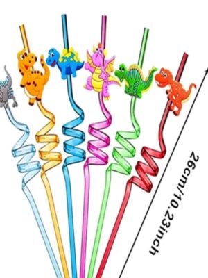 Dinosaur Spiral Plastic Straws