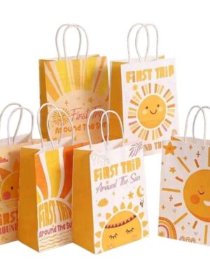 First trip around the sun party favor bags with handle