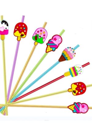Ice Cream Themed Plastic Straws