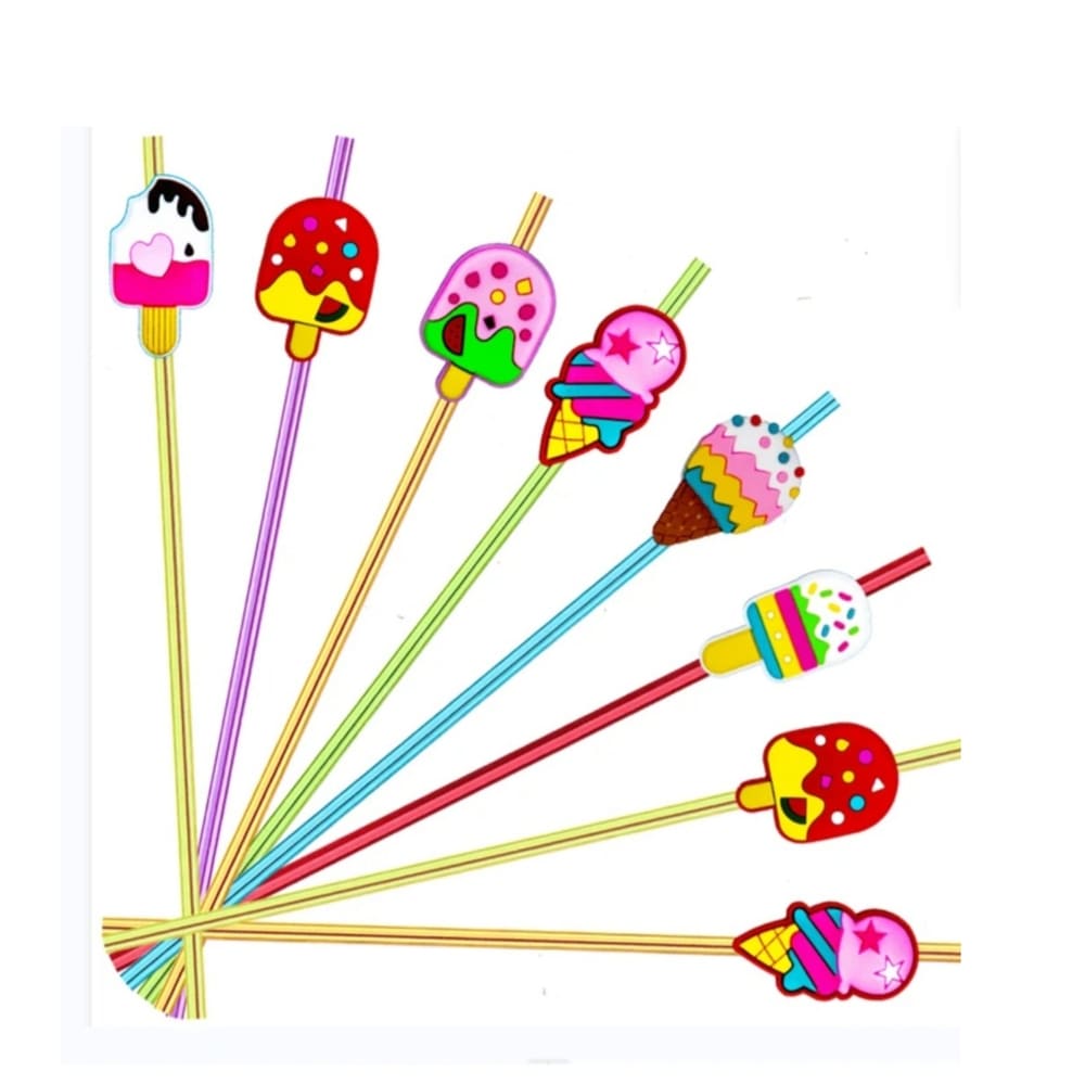 Ice Cream Themed Plastic Straws-6 Piece 1 Ice Cream Themed Plastic Straws