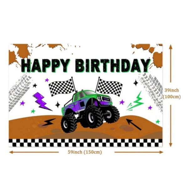 Monster Truck Happy Birthday Backdrop