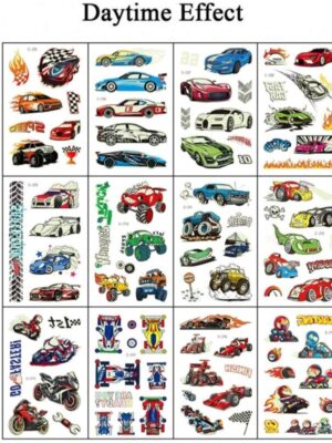 Racing Car Themed Temporary Luminous Tattoos 12 Sheets