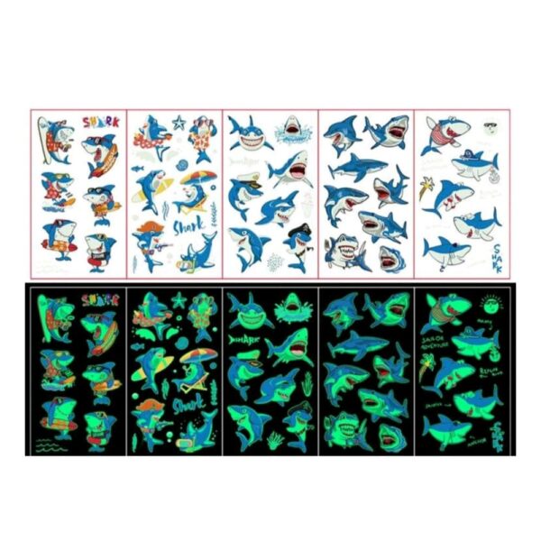 Shark Temporary Luminous Tattoos 5 Sheets