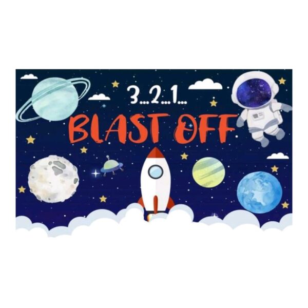Space 3 2 1 Blast Off Backdrop