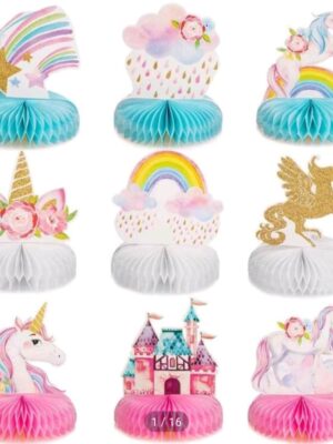 Unicorn Honeycomb Decorations 9 Piece