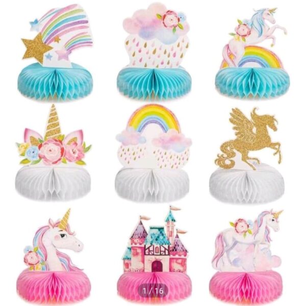 Unicorn Honeycomb Decorations 9 Piece