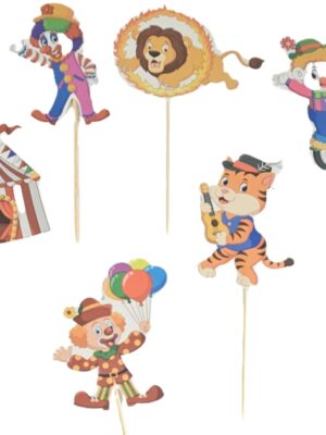 Circus Themed Cake Toppers 6 Piece