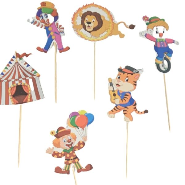 Circus Themed Cake Toppers 6 Piece