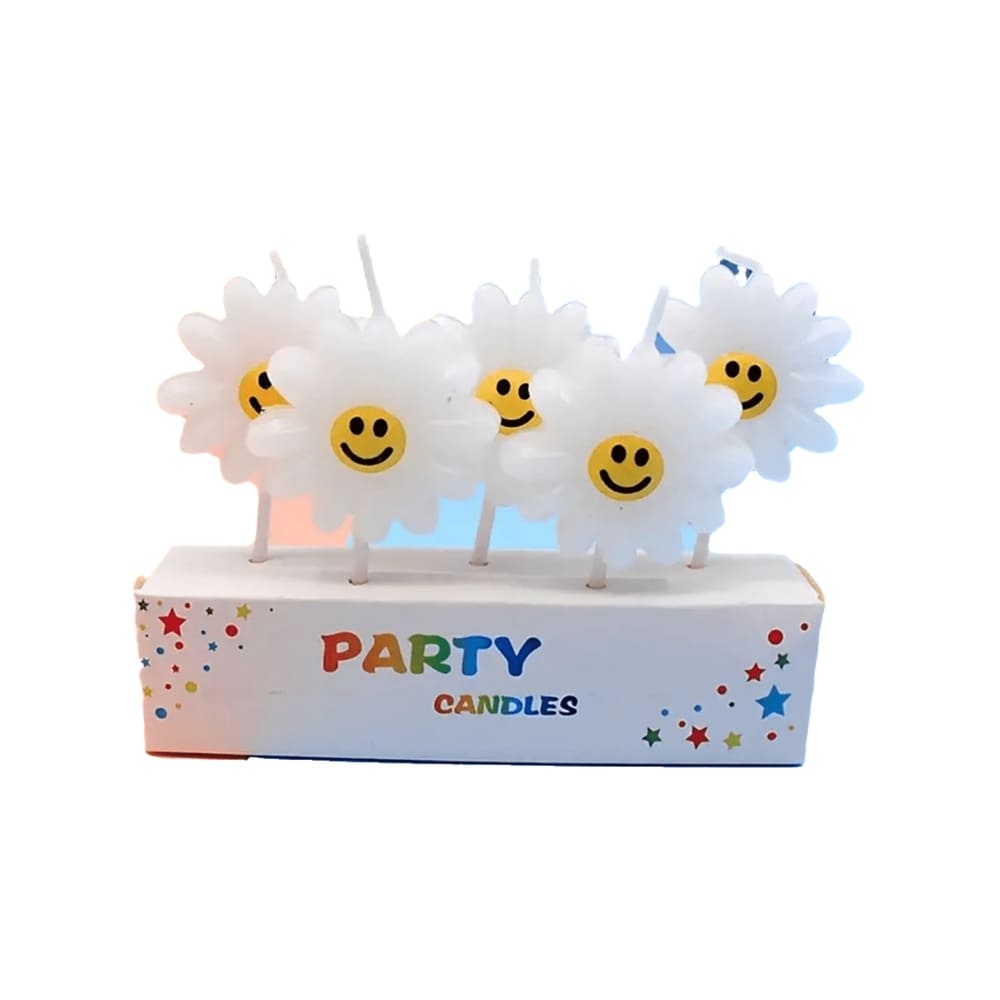 Daisy Smiley Shaped Birthday Candles-5 Piece 1 Daisy Shaped Birthday Candles