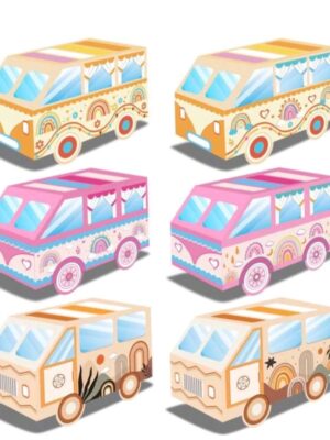 Hippie Bus Shaped Candy Boxes 6 Piece