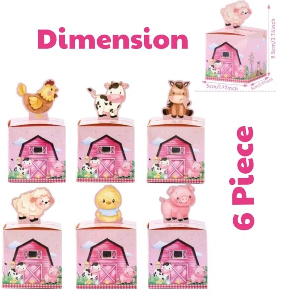 Pink Farm Animal Cany Boxes 6 Piece