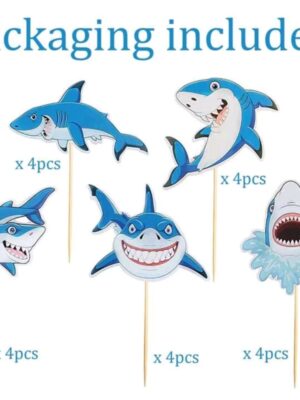Shark Party Cake Toppers 20 Piece