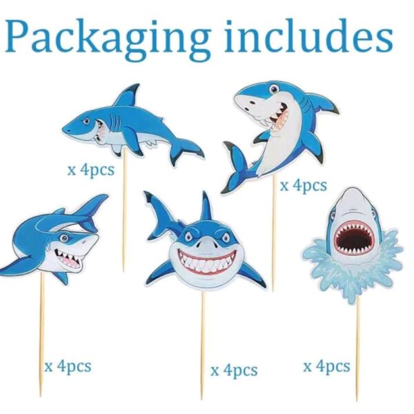 Shark Party Cake Toppers 20 Piece