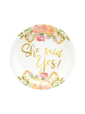 She Said Yes Paper Plates 10 Piece